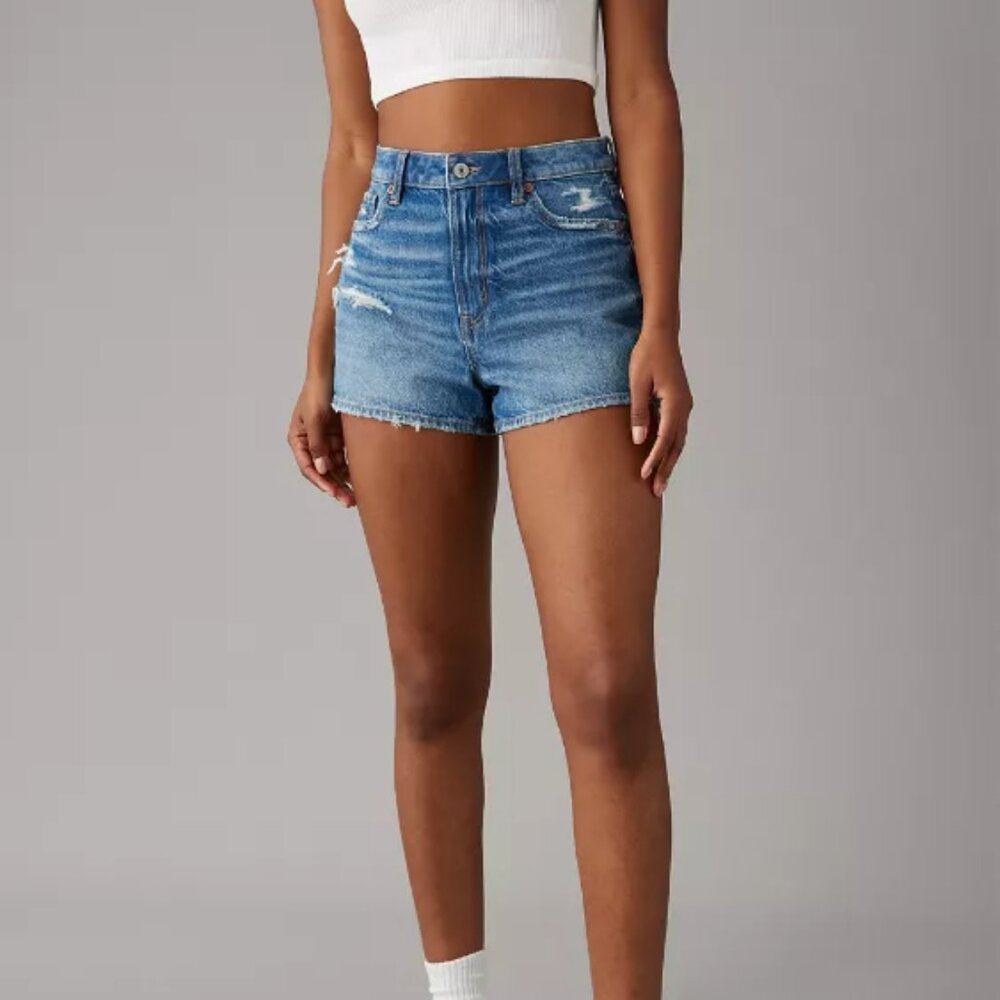 AE Strigid Ripped Denim Mom Short (Medium)